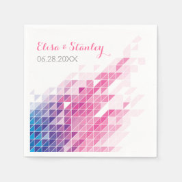 Roze geometrische driehoeken moderne bruiloft servetten