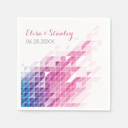 Roze geometrische driehoeken moderne bruiloft servetten (Voorkant)