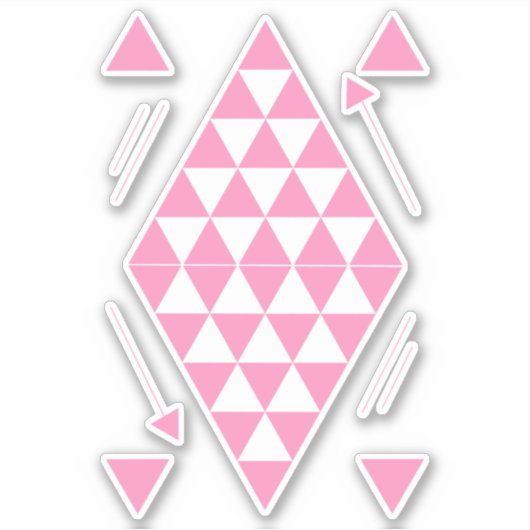 Roze geometrische driehoeken sticker (Voorkant)