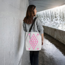 Roze geometrische driehoeken tote bag