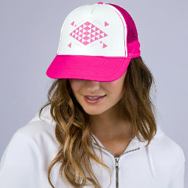 Roze geometrische driehoeken trucker pet