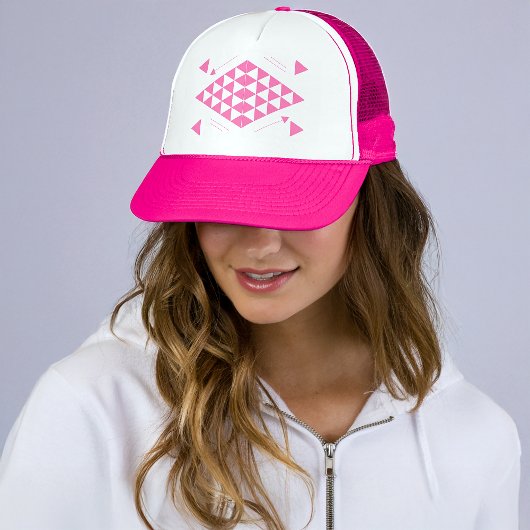 Roze geometrische driehoeken trucker pet