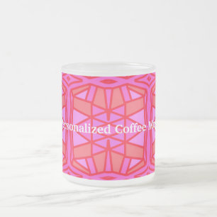 Roze geometrische gepersonaliseerde koffiemok matglas koffiemok
