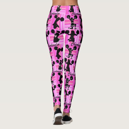 ROZE GEOMETRISCHE GESTREEPTE CHEERLEADER LEGGINGS (Achterkant)