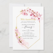 Roze Geometrische Kersenbloesem 50e Verjaardag Kaart (Voorkant)