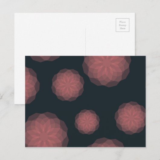 Roze, geometrische, koele, trendy bloemabstractie briefkaart (Voorkant / Achterkant)