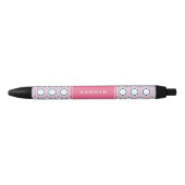 Roze Geometrische Patroonmonogram Zwarte Inkt Pen (Voorkant)