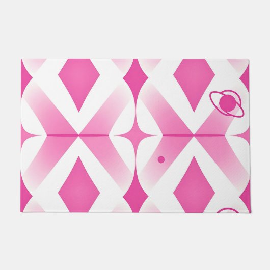 Roze geometrische ruimtepatroon deurmat (Voorkant)