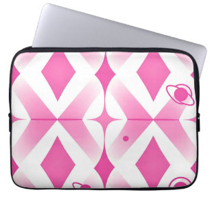 Roze geometrische ruimtepatroon laptop sleeve