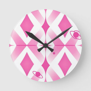 Roze geometrische ruimtepatroon ronde klok