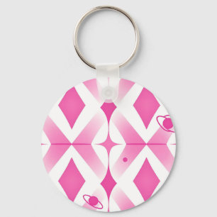 Roze geometrische ruimtepatroon sleutelhanger