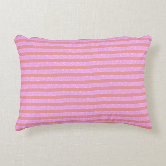 Roze geometrische strepen accent kussen (Voorkant)