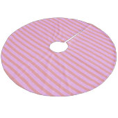 Roze geometrische strepen fleece kerstboom rok (Gekanteld)