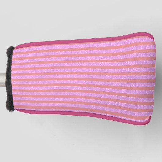 Roze geometrische strepen golfheadcover (Voorkant)