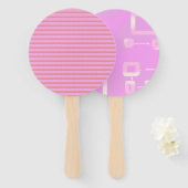 Roze geometrische strepen handwaaier (Voorkant en achterkant)