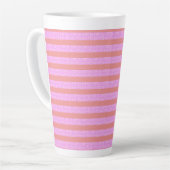 Roze geometrische strepen Latte Mok (Linkerhoek)