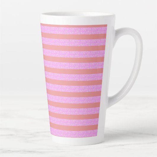 Roze geometrische strepen Latte Mok (Rechts)