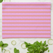 Roze geometrische strepen theedoek (Gevouwen)
