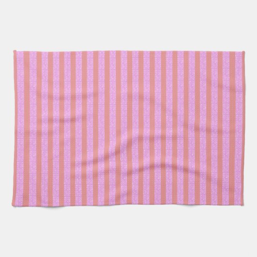 Roze geometrische strepen theedoek (Horizontaal)