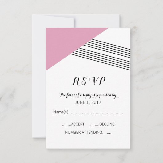 Roze Geometrische Stripe Response Kaart (Voorkant)