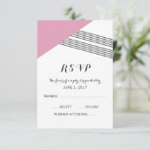 Roze Geometrische Stripe Response Kaart (Staand voorkant)