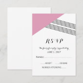 Roze Geometrische Stripe Response Kaart (Voorkant / Achterkant)