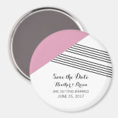 Roze geometrische stripe sparen de Magnet van de D (Voorkant / Achterkant)