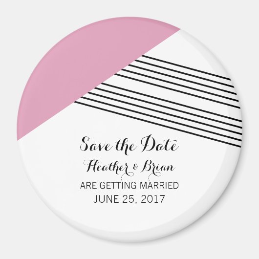 Roze geometrische stripe sparen de Magnet van de D (Voorkant)