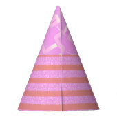 Roze Geometrische Stripes Party Pet Feesthoedjes (Achterkant)