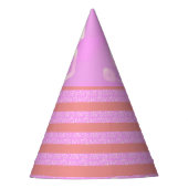 Roze Geometrische Stripes Party Pet Feesthoedjes (Voorkant)