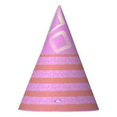 Roze Geometrische Stripes Party Pet Feesthoedjes (Links)