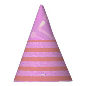 Roze Geometrische Stripes Party Pet Feesthoedjes (Rechts)