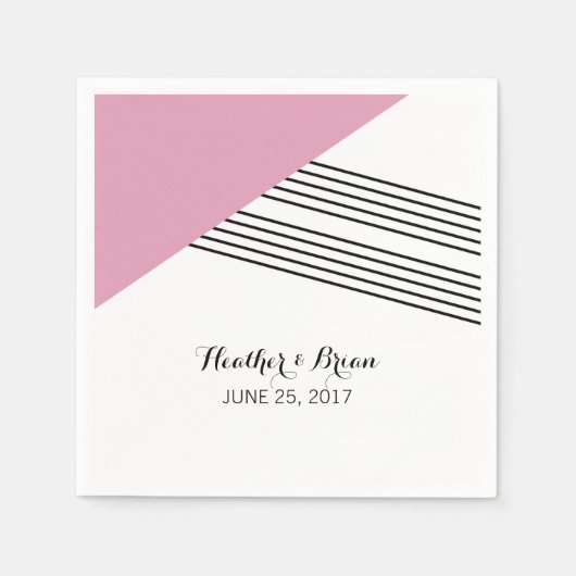 Roze geometrische strippapieren servetten (Voorkant)