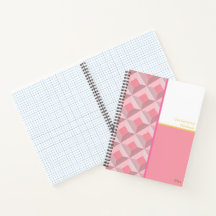 Roze Geometrische Vierkanten Aangepaste Notitieboe