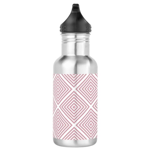 Roze geometrische vierkanten waterfles  (Rechts)