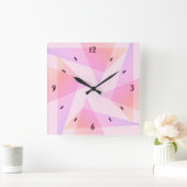 Roze geometrische wandklok (Huis)