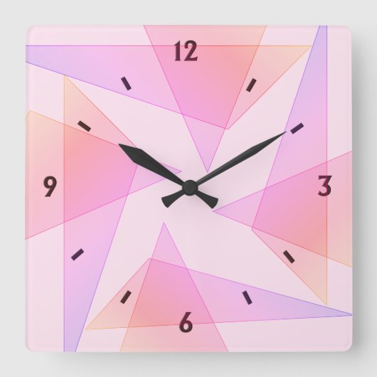 Roze geometrische wandklok (Voorkant)