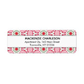 Roze Geometrische Waterverf Abstract Patroonadres Etiket (Voorkant)