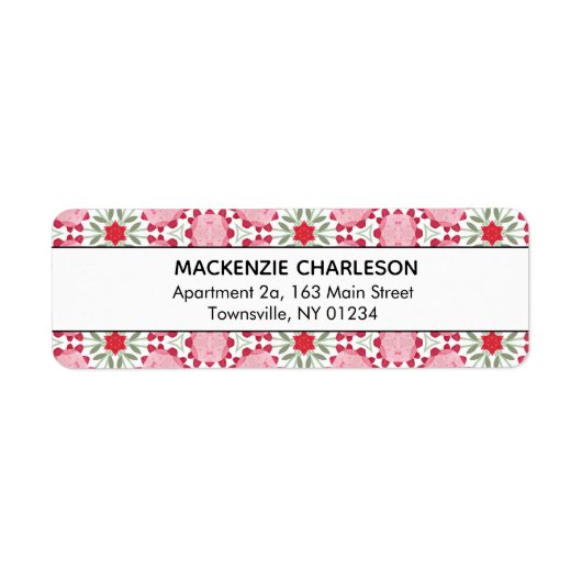 Roze Geometrische Waterverf Abstract Patroonadres Etiket (Voorkant)