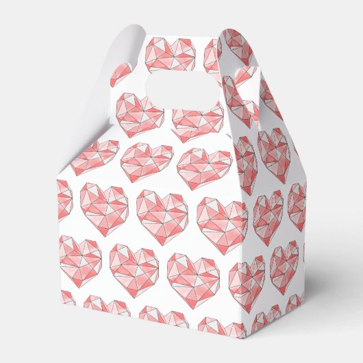 Roze geometrische Waterverf Hartslag Bedankdoosjes (Voorkant Zijde)