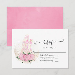 Roze geometrische Waterverf kristallen RSVP Kaartje