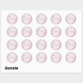 Roze Geometrische Wreath Flowers Modern Wedding Ronde Sticker (Vel)