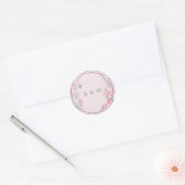 Roze Geometrische Wreath Flowers Modern Wedding Ronde Sticker (Envelop)