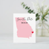 Roze Georgia Rode Hart Bewaar de Datum Aankondigingskaart (Staand voorkant)