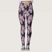 Roze, gepandeerde Iris bloempatroon Leggings (Voorkant)