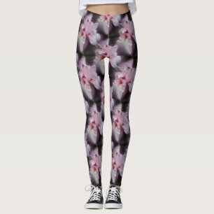 Roze, gepandeerde Iris bloempatroon Leggings
