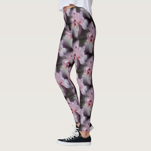 Roze, gepandeerde Iris bloempatroon Leggings (Links)