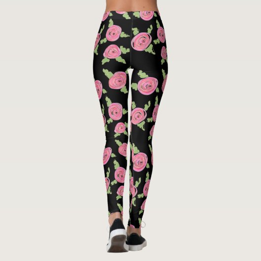 Roze gepatterde Rozen Leggings (Achterkant)