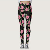 Roze gepatterde Rozen Leggings (Voorkant)
