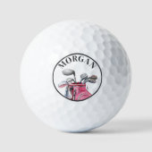 Roze gepersonaliseerd aangepast monogram golfballen (Voorkant)